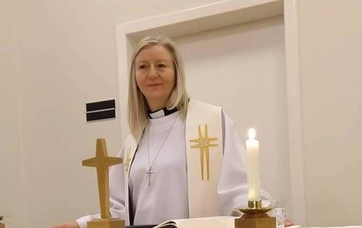 Sr. Díana Ósk við guðsþjónustu á Landspítala-Háskólasjúkrahúsi