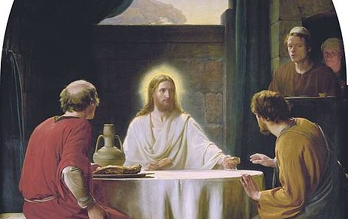 Kristur í Emmaus - málverk eftir danska listmálarann Carl Bloch (1834-1890). Í Fáskrúðarbakkakirkju á Snæfellsnesi er eftirmynd af þessari mynd, gerð af Brynjólfi Þórðarsyni (1896-1938). Mynd: Wik. com.