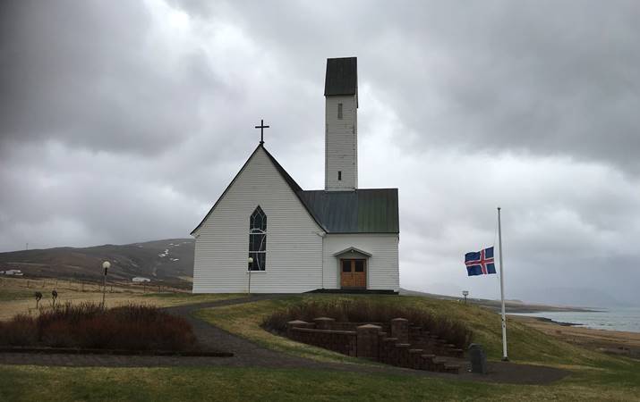 Hallgrímskirkja í Saurbæ. Þar urðu Passíusálmarnir til en talið er að sr. Hallgrímur hafi ort þá á árunum 1656-1659. Mynd tekin á föstudaginn langa 2019.